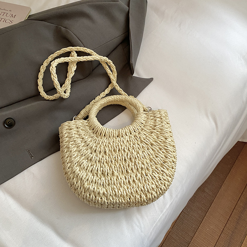 Ženska pletena torba u stilu otoka, akcent morske zvijezde i školjke, model 2026, plažna torba preko ramena ili crossbody