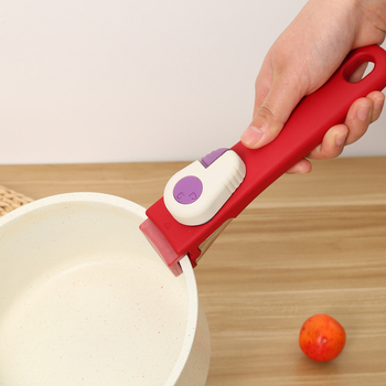 Mâner detașabil pentru oală, mâner universal cu design tip buton, rezistent la temperaturi înalte, antiderapant, protecție împotriva arsurilor, clips pentru mâner