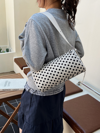Cilindrična torbica s točkicama, mala crossbody torbica s dijagonalnim remenom, retro stil