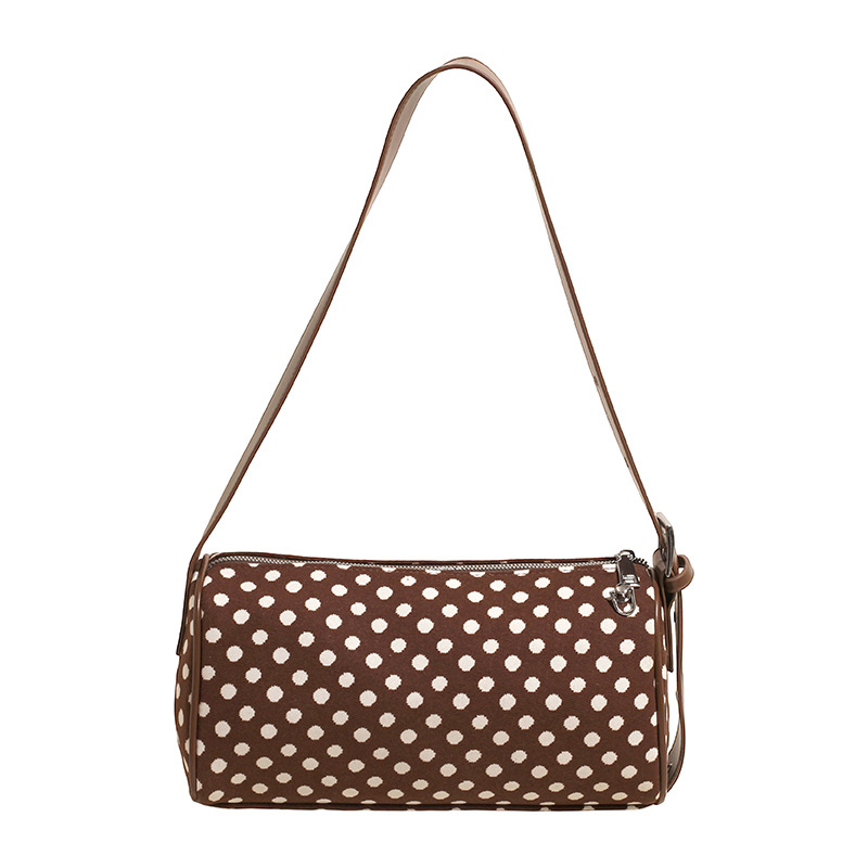 Cilindrična torbica s točkicama, mala crossbody torbica s dijagonalnim remenom, retro stil