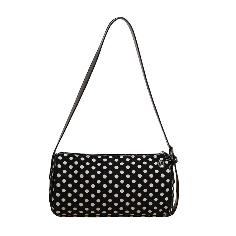 Cilindrična torbica s točkicama, mala crossbody torbica s dijagonalnim remenom, retro stil