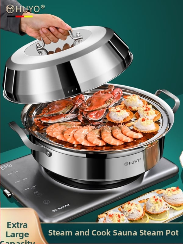 Oală aburitoare din oțel inoxidabil pentru fructe de mare, cu două niveluri, pentru uz casnic și comercial