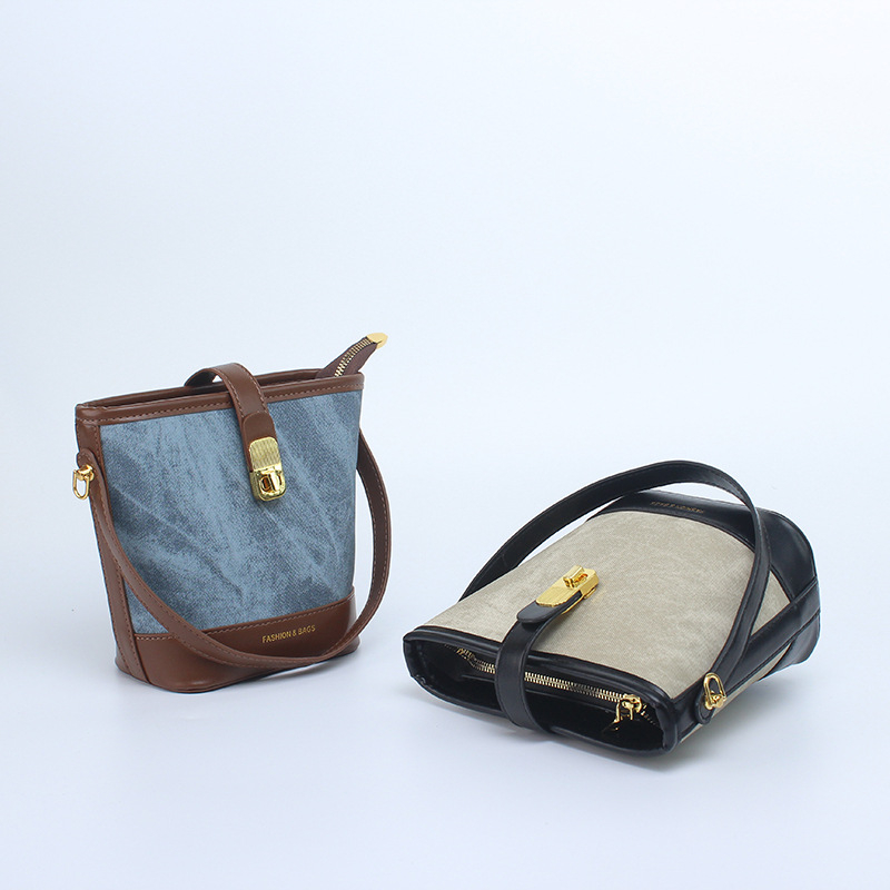 Ženska torba s nišnim dizajnom, elegantna i svestrana, klasična mini bucket torba za žene, retro stil s kontrastnim bojama, crossbody torba