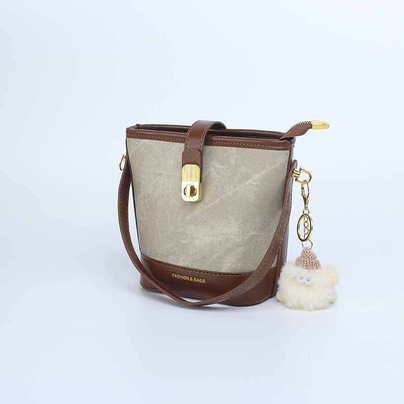 Ženska torba s nišnim dizajnom, elegantna i svestrana, klasična mini bucket torba za žene, retro stil s kontrastnim bojama, crossbody torba