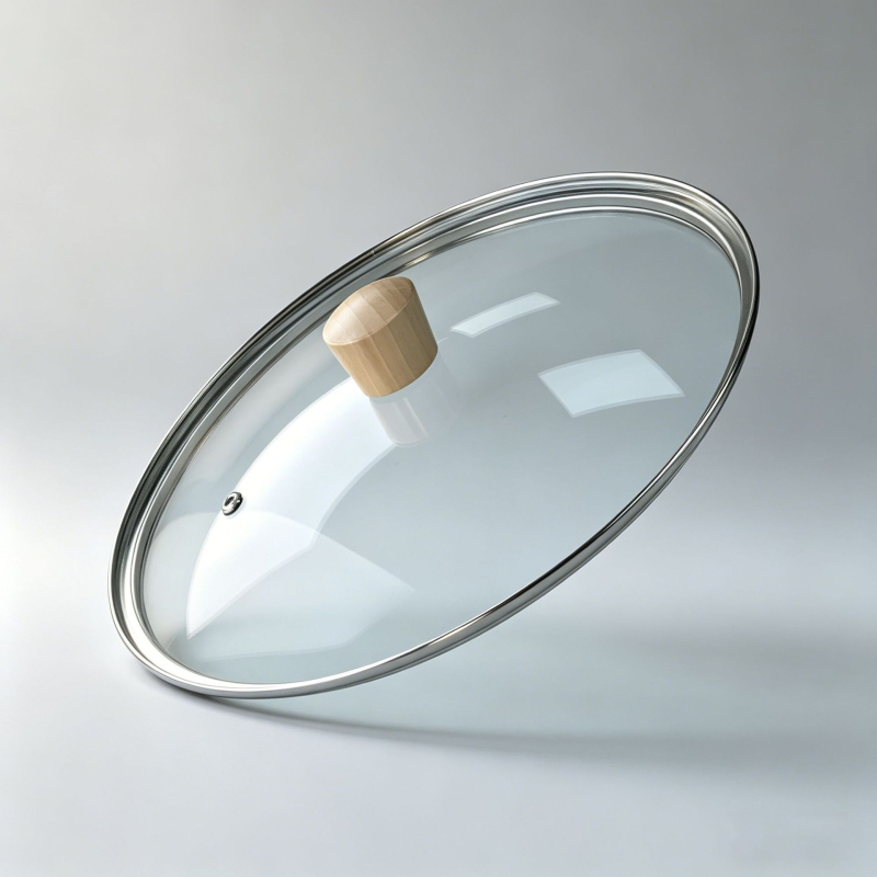 Capac din sticlă temperată pentru uz casnic, compatibil cu tigăi mari și mici și cu vasele de aburi, cu mâner, 30 cm/32 cm, capac transparent, poate sta în picioare