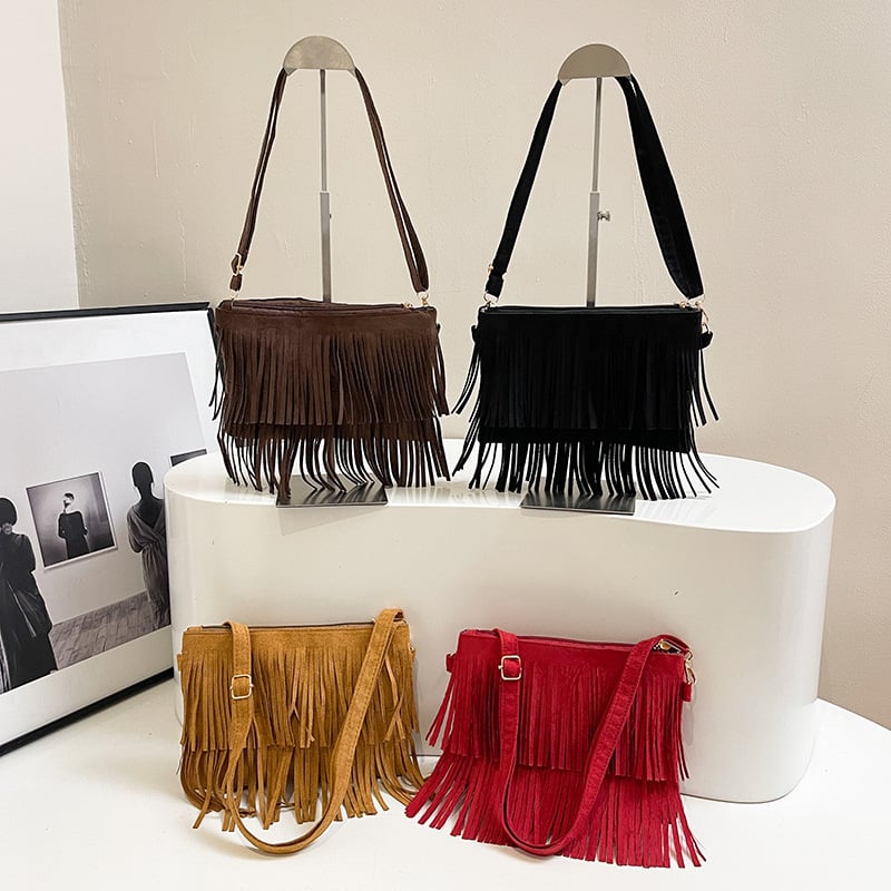 2025 ljetna boemska torbica s resama, etno retro stil, crossbody torba za žene s pretincem za telefon