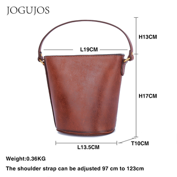 JOGUJOS Ženska torba od prave kože, bucket torba, svestrana torba za nošenje u ruci ili preko ramena, retro stil