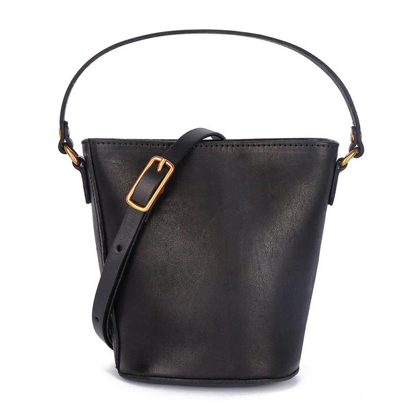 JOGUJOS Ženska torba od prave kože, bucket torba, svestrana torba za nošenje u ruci ili preko ramena, retro stil