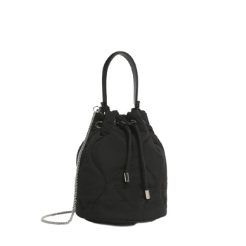 Nylon ženska bucket torbica s dijamantnim uzorkom, jednobojna, lagana za svakodnevnu upotrebu, zatvaranje šniranom vrpcom i lančani remen za crossbody