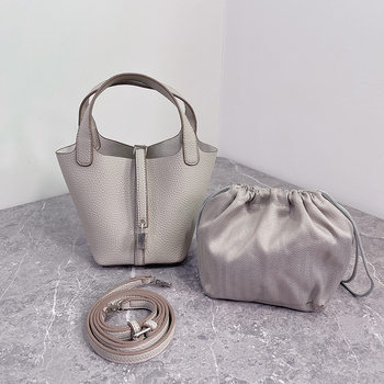 K-stil bucket torbica s lychee teksturom za žena, mini crossbody, model 2025, modnog visokog razreda