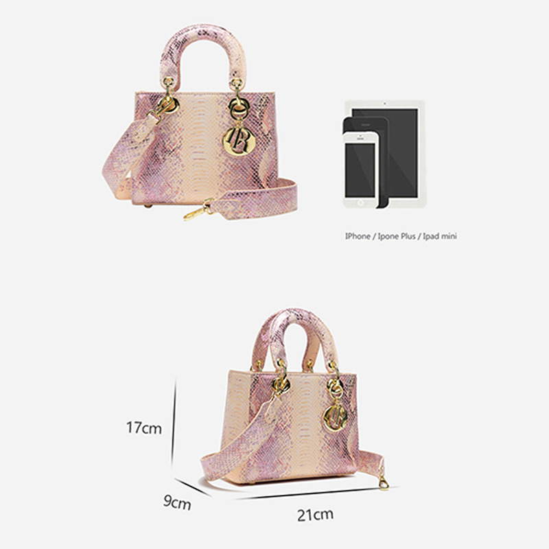 Ružičasta Daffy torba s uzorkom hadího vzoru, luksuzna PU torba za rameno, crossbody za žene