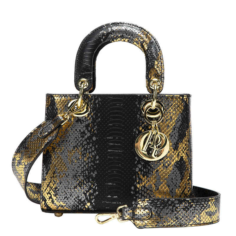 Ružičasta Daffy torba s uzorkom hadího vzoru, luksuzna PU torba za rameno, crossbody za žene