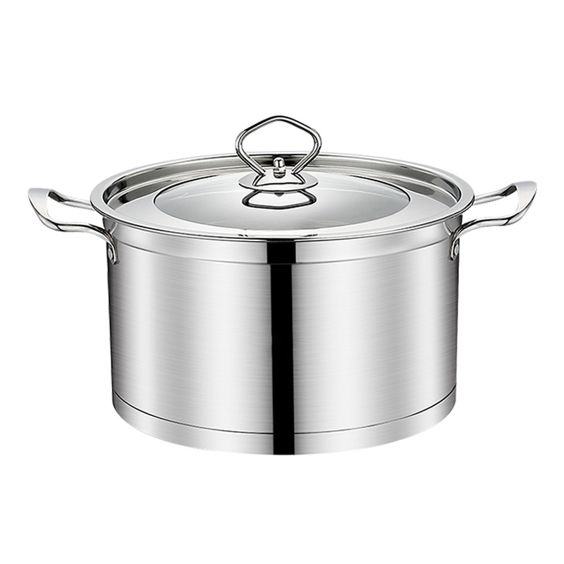 Oală de supă din oțel inoxidabil pentru uz casnic, pereți groși, capac de sticlă, design european în formă dreptunghiulară, dimensiuni 22/24/26 cm, capacitate 3,1–4 L