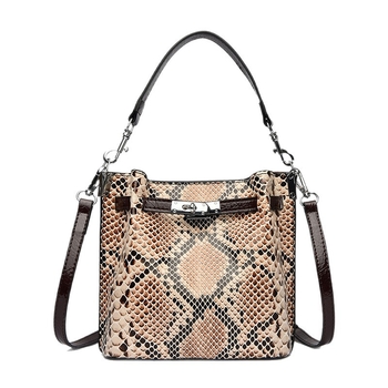 Ženska bucket torba s uzorkom zmije, teksturirana PU koža, retro stil, za rame ili crossbody