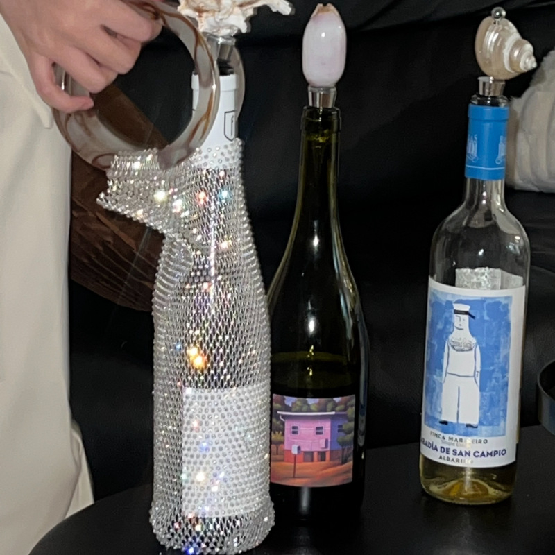 Geantă de vin cu cristale – împletită manual, organizator portabil pentru telefon și cosmetică