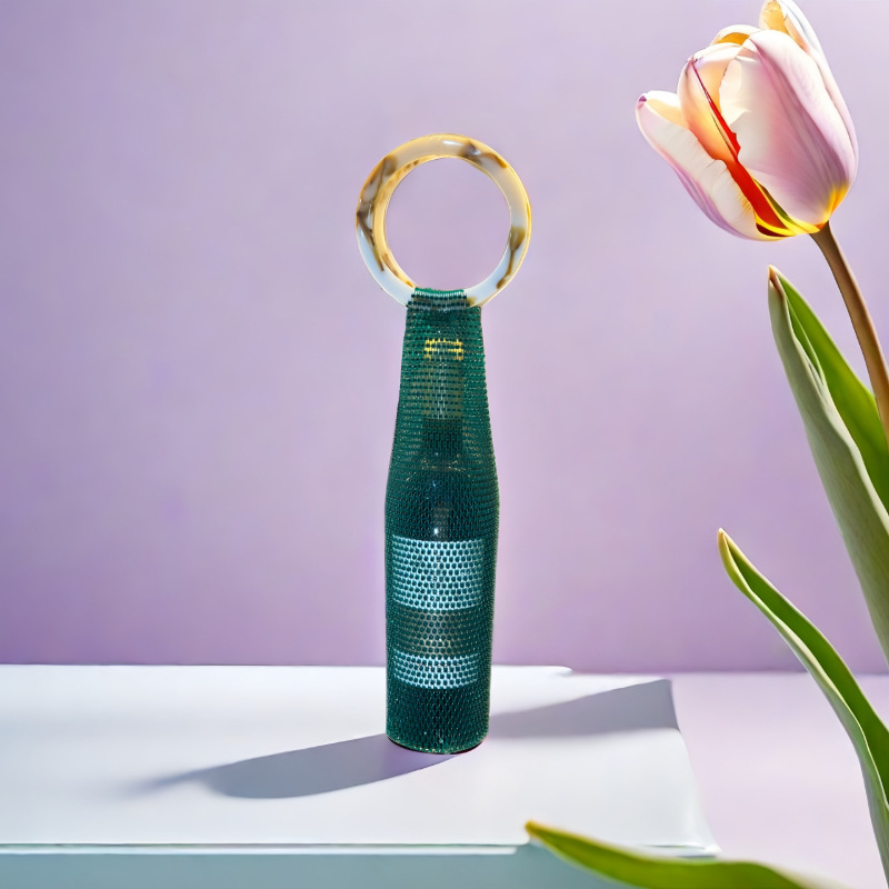 Geantă de vin cu cristale – împletită manual, organizator portabil pentru telefon și cosmetică