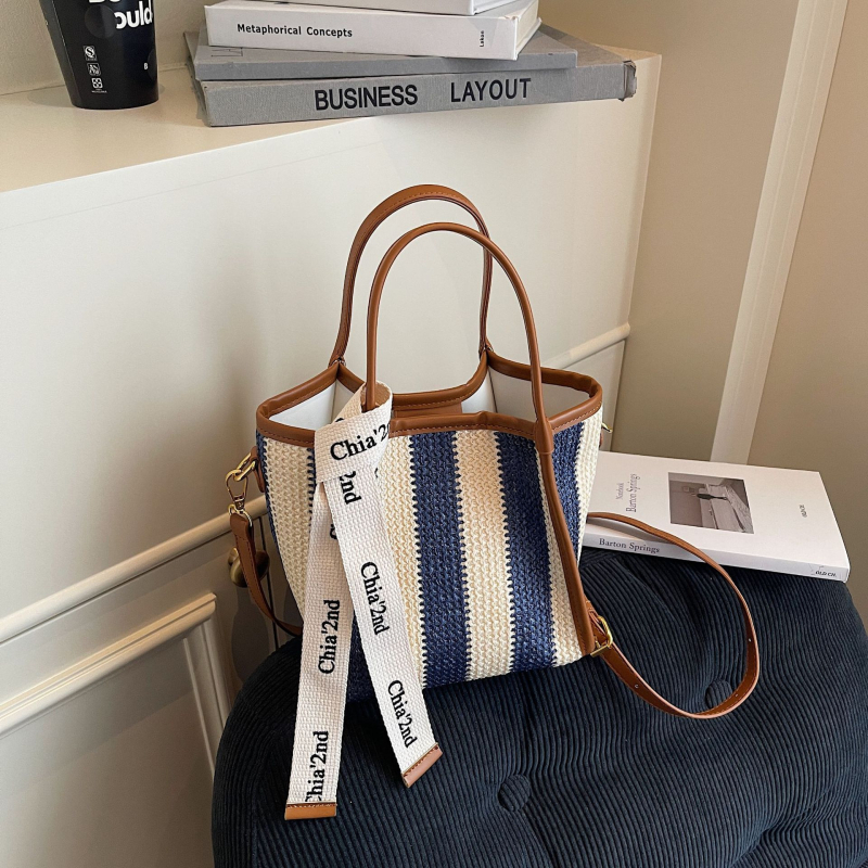 Torba bucket s prugama, u stilu Ins, pletena Mori Girl, velika zapremina, crossbody torba s jednom naramenicom, blok boja