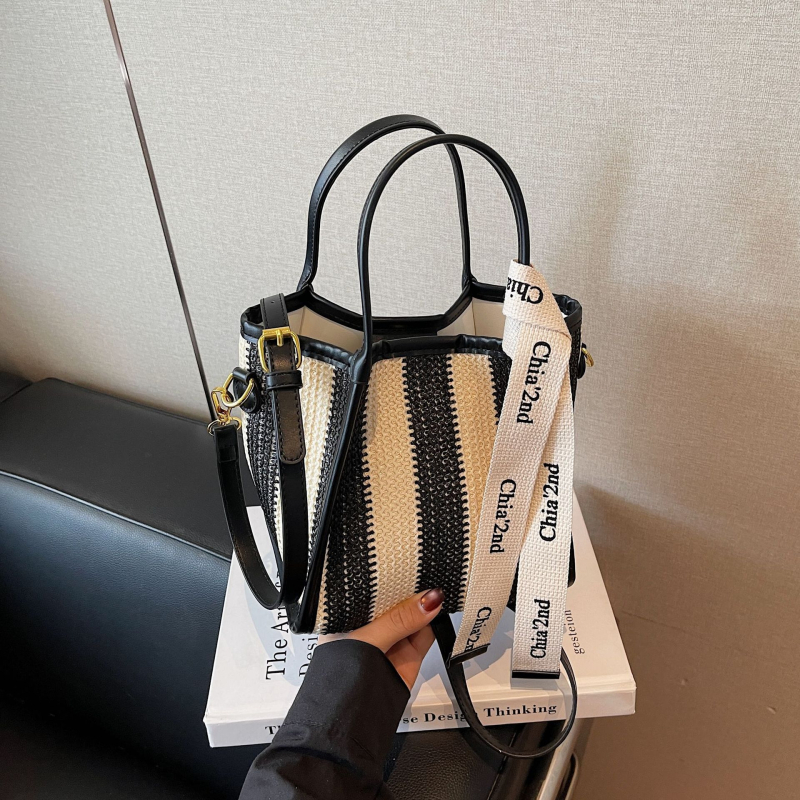 Torba bucket s prugama, u stilu Ins, pletena Mori Girl, velika zapremina, crossbody torba s jednom naramenicom, blok boja