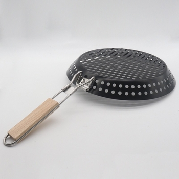 Tigaie grill rotundă din fontă, cu suprafață antiaderentă, pliabilă, pentru grătare în aer liber, portabilă
