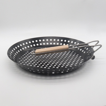 Tigaie grill rotundă din fontă, cu suprafață antiaderentă, pliabilă, pentru grătare în aer liber, portabilă