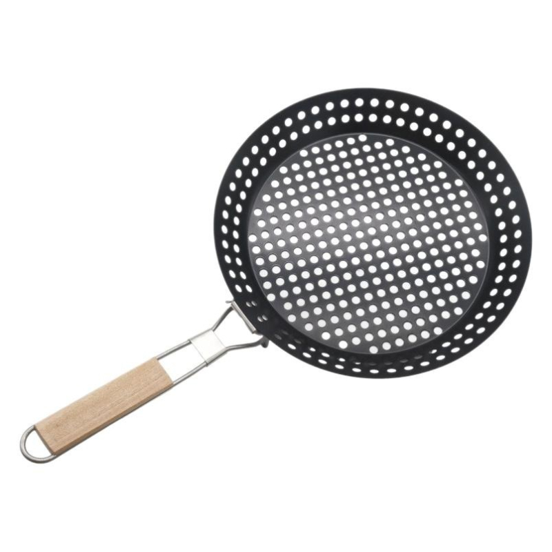 Tigaie grill rotundă din fontă, cu suprafață antiaderentă, pliabilă, pentru grătare în aer liber, portabilă