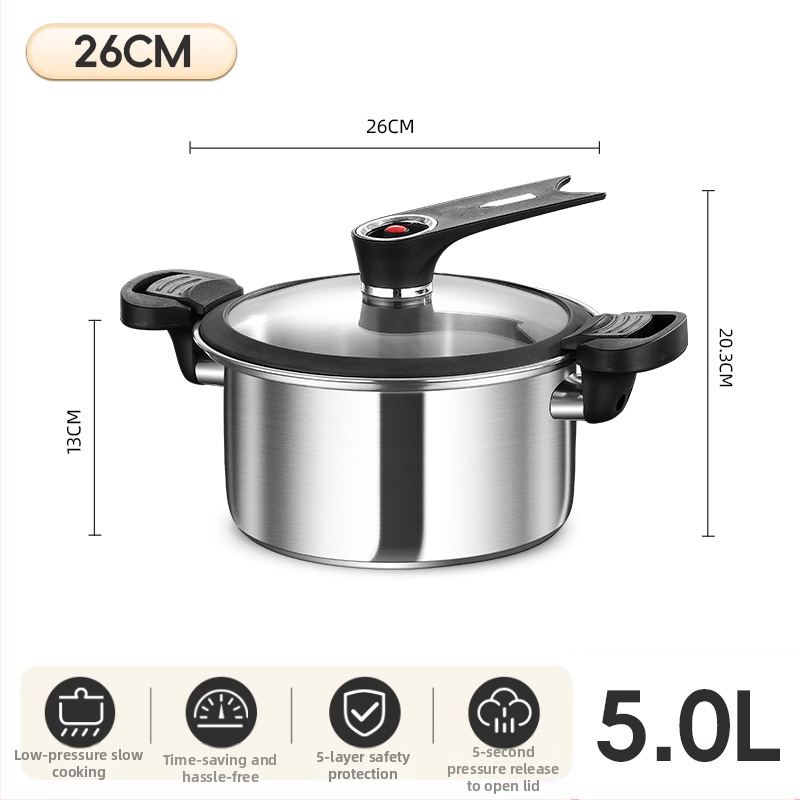 Baohui oală sub presiune din oțel inoxidabil 304 cu capac blocabil, economisire de energie, oală de gătit multifuncțională, 3,5–5 L