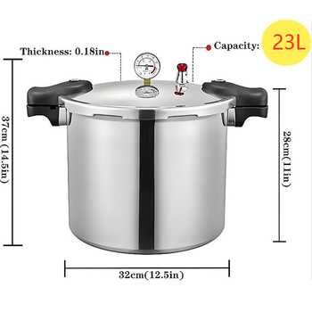 Oală sub presiune din aluminiu cu manometru, 22–25 L, diametrul 32 cm, suprafață antiaderentă, compatibilă cu plita cu inducție