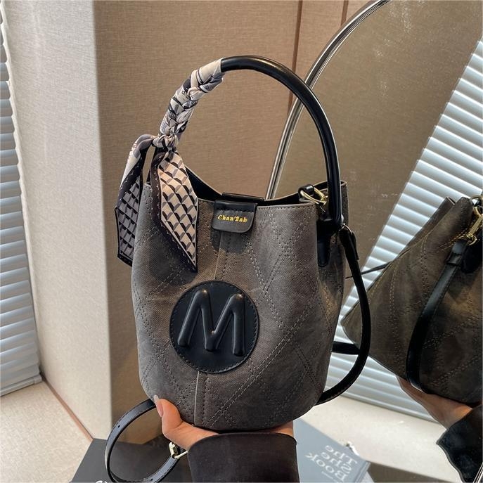 Midronya ženska bucket torba od PU s denim efektom, mala veličina, crossbody remen, proljeće 2024