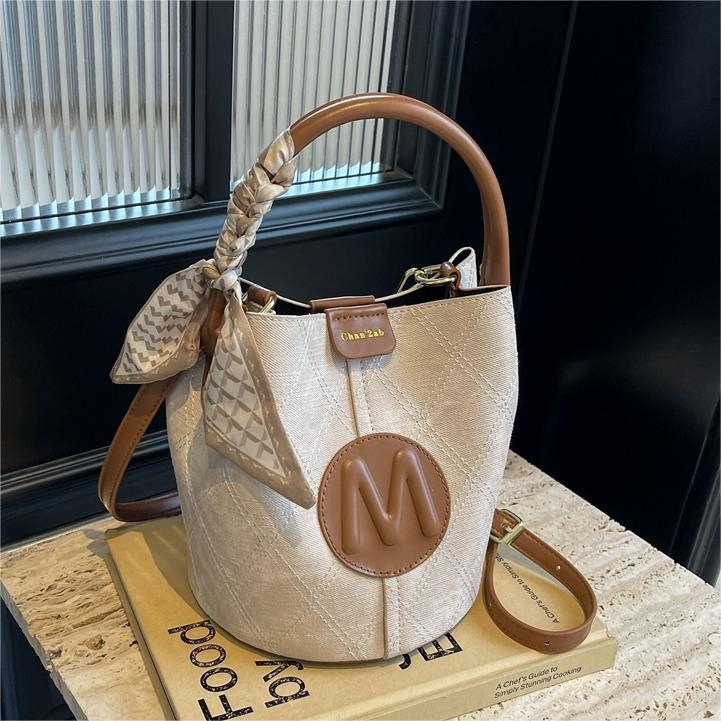 Midronya ženska bucket torba od PU s denim efektom, mala veličina, crossbody remen, proljeće 2024