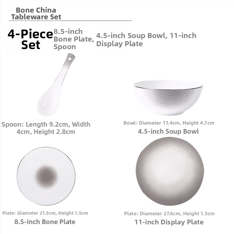 26-ročný nový model súpravy misiek a tanierov z kostného porcelánu, keramické riady so glazúrou, moderný minimalistický štýl