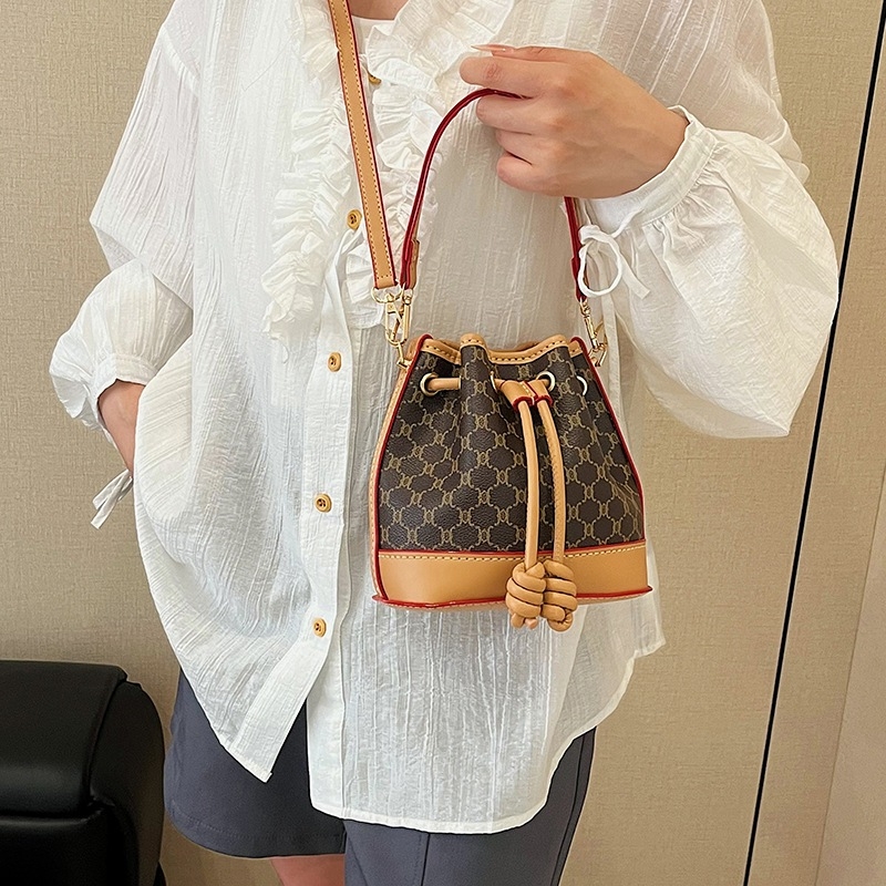 DIY bucket torba za žene, crossbody torba, vintage monogram otisak, komplet materijala za ručnu izradu