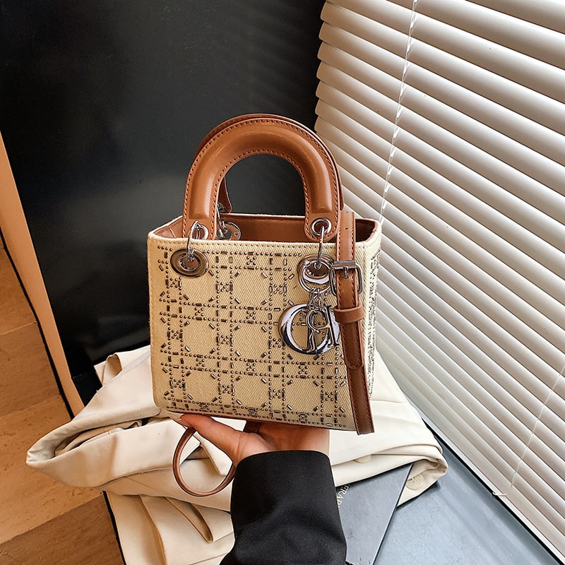 Ženska torbica od denima s kristalima i šljokicama, quiltirani dijamantni uzorak, crossbody torba s jednim remenom, gradski stil, proljeće 2025