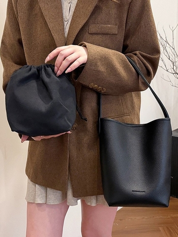 Ženska torba tip košara s velikim kapacitetom, mekana koža, minimalistički stil, za rame