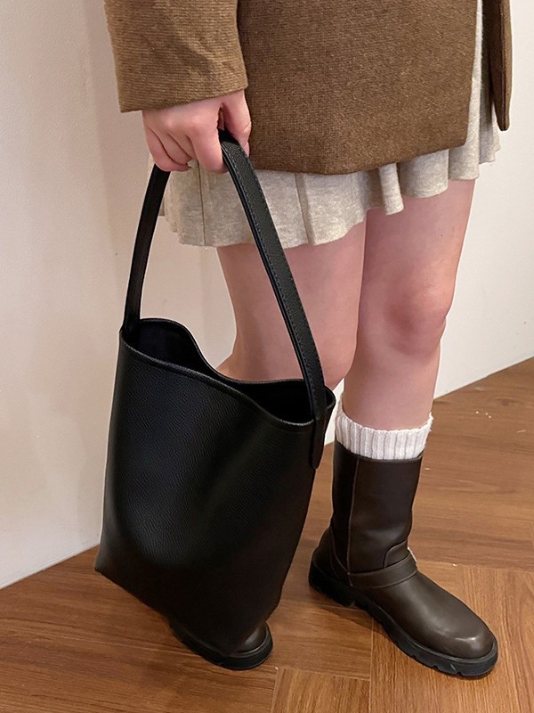 Ženska torba tip košara s velikim kapacitetom, mekana koža, minimalistički stil, za rame