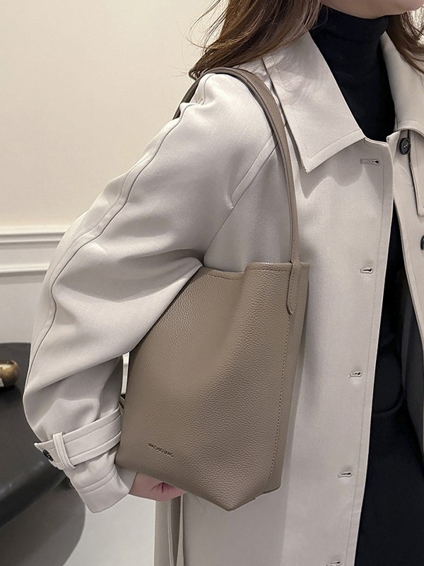 Ženska torba tip košara s velikim kapacitetom, mekana koža, minimalistički stil, za rame