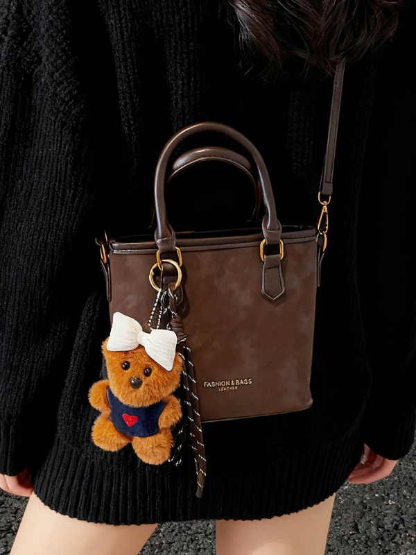 Ženska retro velur bucket torba srednje veličine, crossbody s zatvaračem