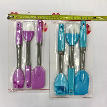 Set de bucătărie din silicon, cu tel pentru ouă, spatulă integrată și perie de ulei pentru coacere