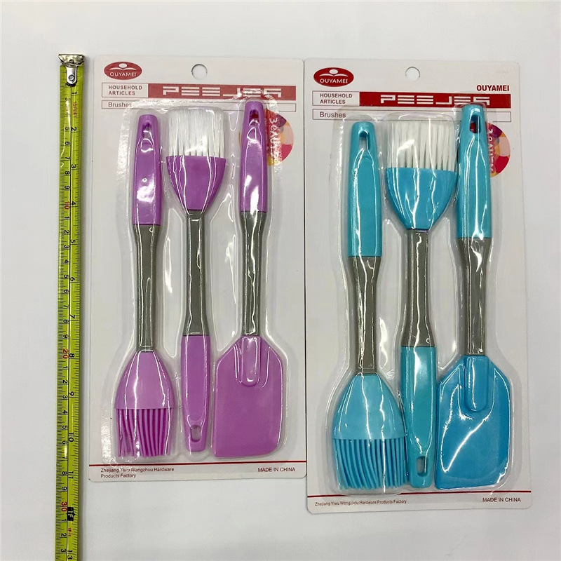 Set de bucătărie din silicon, cu tel pentru ouă, spatulă integrată și perie de ulei pentru coacere