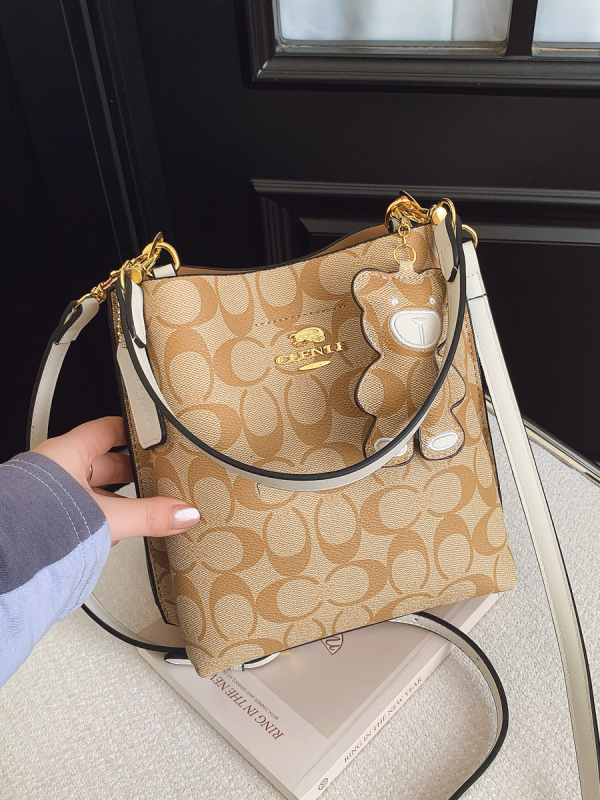 Ženska PU bucket torba, srednje veličine, vrhunska moda s retro inspiracijom, preko ramena ili crossbody
