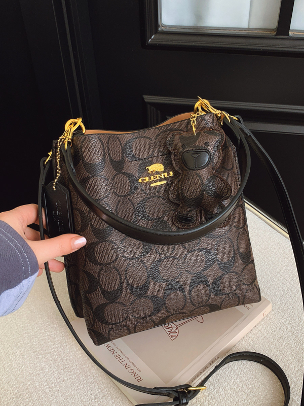 Ženska PU bucket torba, srednje veličine, vrhunska moda s retro inspiracijom, preko ramena ili crossbody