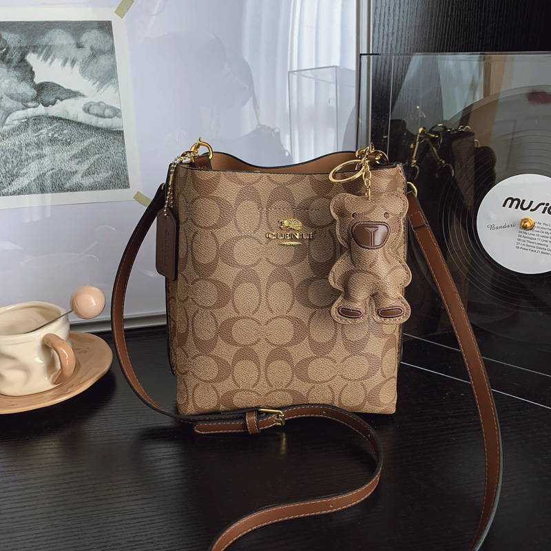 Ženska PU bucket torba, srednje veličine, vrhunska moda s retro inspiracijom, preko ramena ili crossbody
