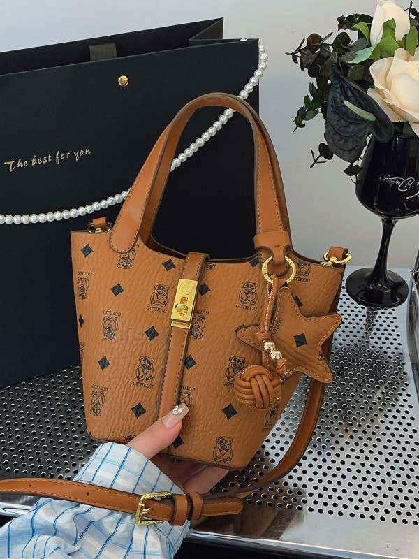 Gutico 2025 Ženska bucket bag s crossbody remenom, PVC, srednja veličina, podstava poliester