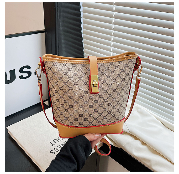 DIY ispisana bucket torbica, retro ženska torba s crossbody i ramenskim remenom, ručno izrađena modna torba