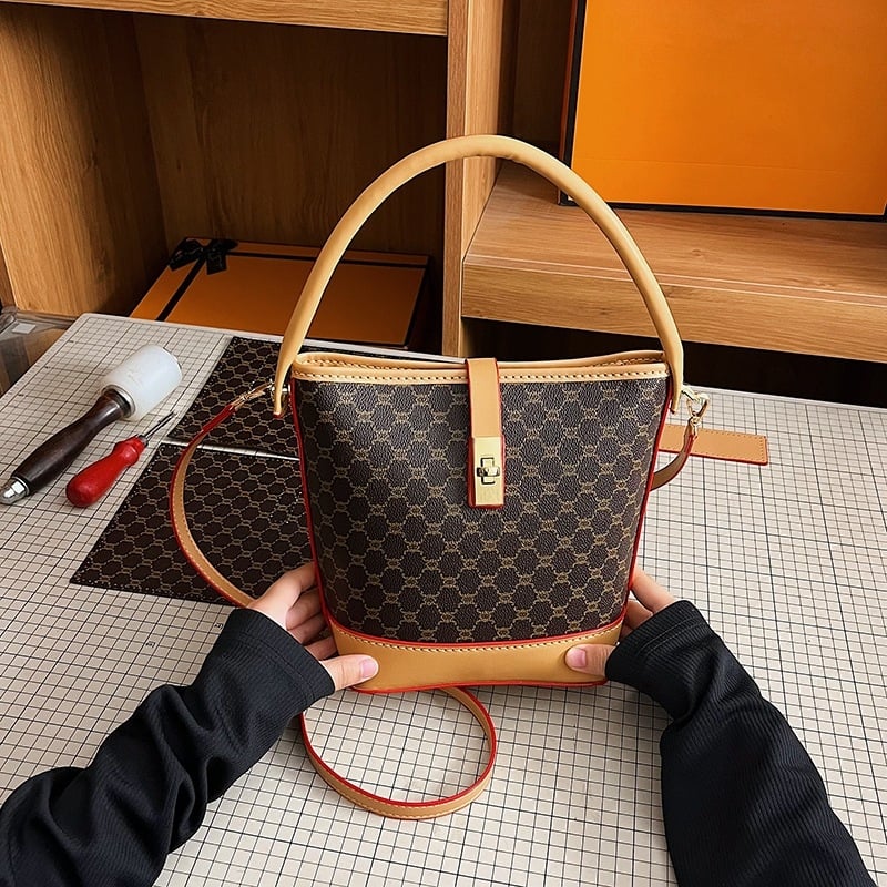 DIY ispisana bucket torbica, retro ženska torba s crossbody i ramenskim remenom, ručno izrađena modna torba