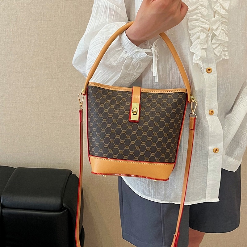 DIY ispisana bucket torbica, retro ženska torba s crossbody i ramenskim remenom, ručno izrađena modna torba