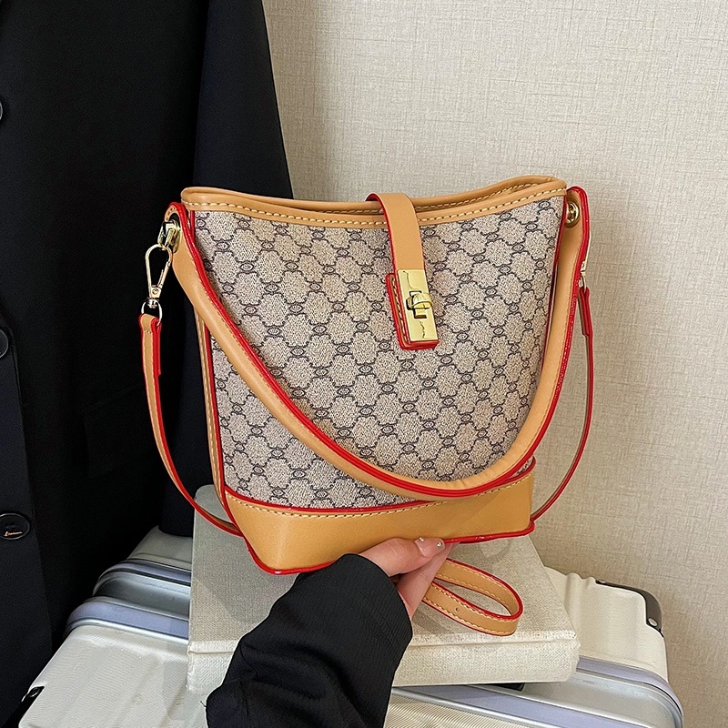 DIY ispisana bucket torbica, retro ženska torba s crossbody i ramenskim remenom, ručno izrađena modna torba