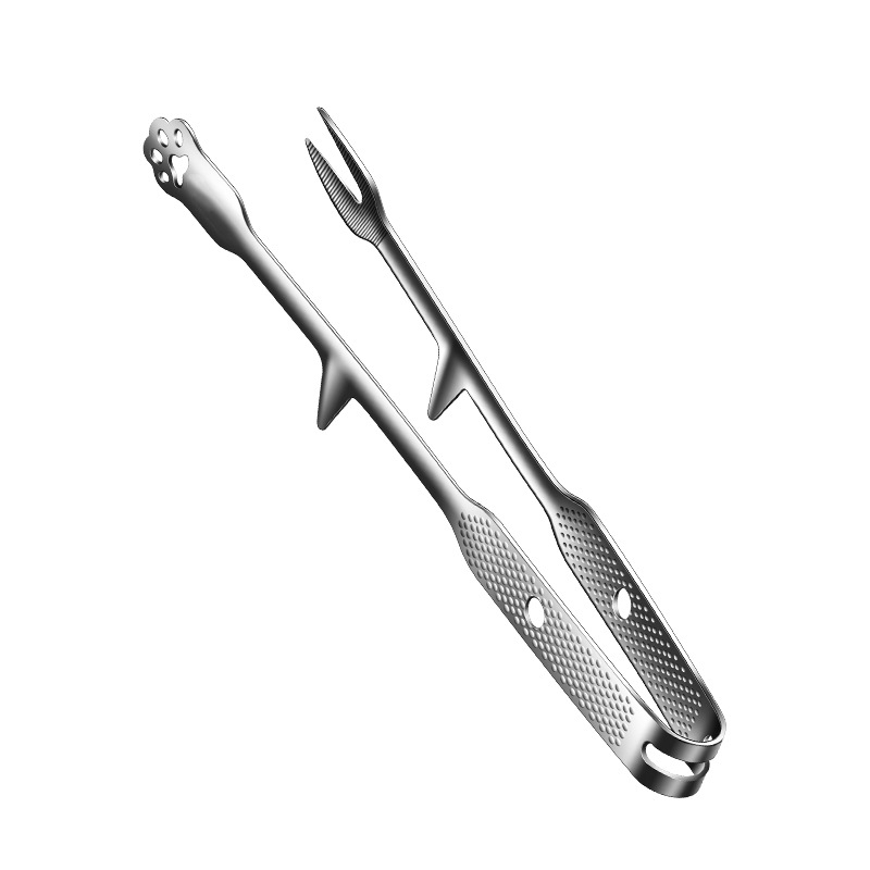 Clip de grătar din oțel inoxidabil 316L, vertical, cu furculiță integrată — prelungit, anti-alunecare, drenaj ulei, clip pentru steak