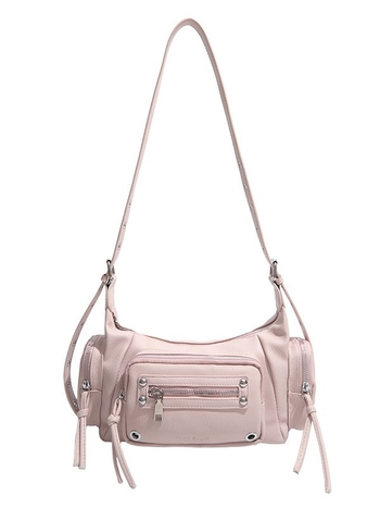 Ženska tote torba s više džepova i metalnim zakovicama, korejskog modnog izričaja, ljeto 2026, svestrana za svakodnevno nošenje preko ramena ili kao crossbody.