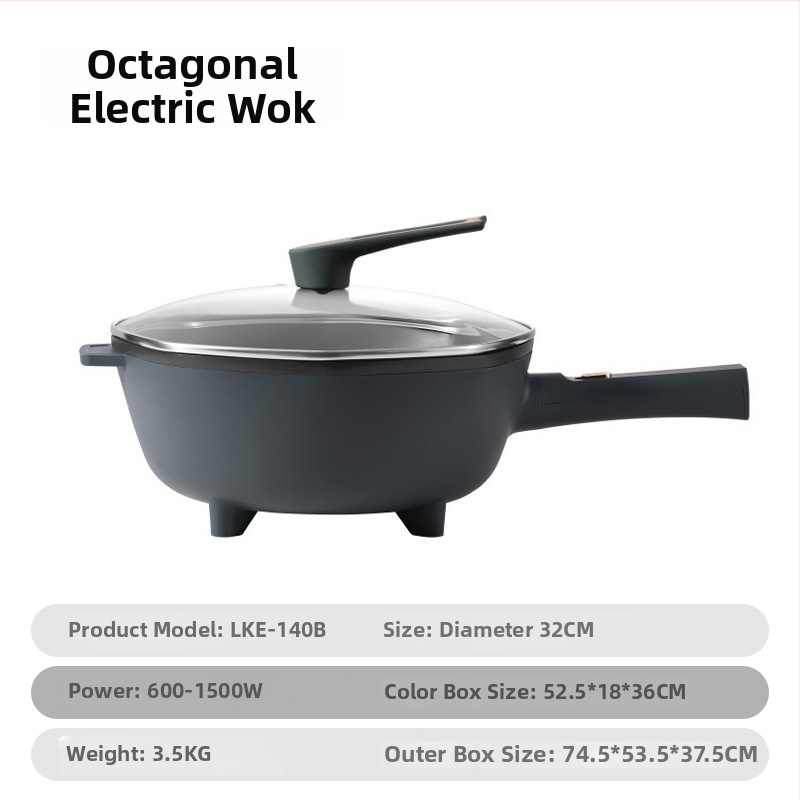 Tigaie electrică de mari dimensiuni, cu funcție integrată de gătire multiplă, strat antiaderent, capacitate 4 L, diametru 32 cm, reglare temperatură