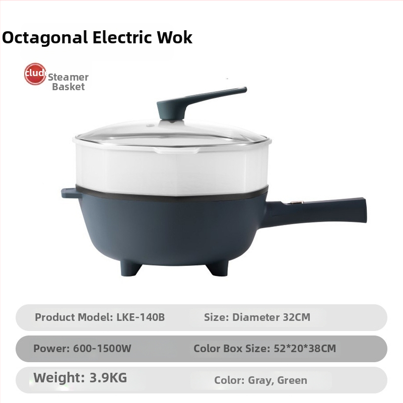 Tigaie electrică de mari dimensiuni, cu funcție integrată de gătire multiplă, strat antiaderent, capacitate 4 L, diametru 32 cm, reglare temperatură